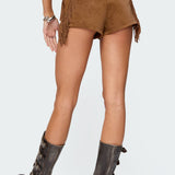 Sapir Fringe Faux Suede Shorts