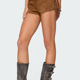 Sapir Fringe Faux Suede Shorts