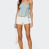 Beadie Sheer Chiffon Strapless Top