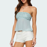 Beadie Sheer Chiffon Strapless Top
