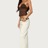 Sheer Lace Cut Out Tank Top