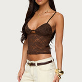 Sheer Lace Cut Out Tank Top