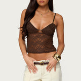 Sheer Lace Cut Out Tank Top
