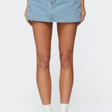 Eyelet Bows Denim Mini Skirt