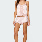 Clair Ruffle Lacey Satin Effect Shorts