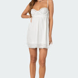Bonny Lace Trim Cotton Mini Dress