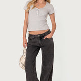 Kady Striped Henley T Shirt
