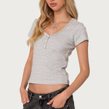 Kady Striped Henley T Shirt