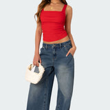 Rio Ruched Square Neck Top