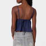Linen Look Open Back Top