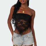 India Sheer Lace Strapless Top