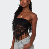 India Sheer Lace Strapless Top
