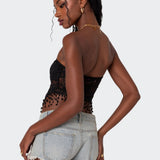 India Sheer Lace Strapless Top