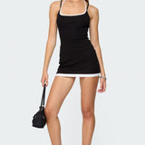 Contrast Layered Look Halter Mini Dress