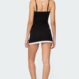 Contrast Layered Look Halter Mini Dress
