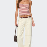 Adelia Striped Ruched Tank Top