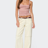 Adelia Striped Ruched Tank Top
