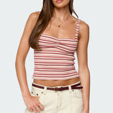 Adelia Striped Ruched Tank Top