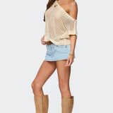 Trix Off Shoulder Open Knit Top