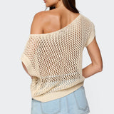 Trix Off Shoulder Open Knit Top