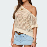 Trix Off Shoulder Open Knit Top