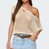 Trix Off Shoulder Open Knit Top