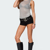 Amalya Shiny Sheer Knit Top