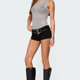 Amalya Shiny Sheer Knit Top