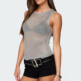 Amalya Shiny Sheer Knit Top