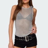 Amalya Shiny Sheer Knit Top