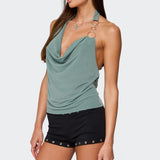Rhia Cowl Neck Halter Top