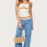 Textured Knit Strapless Cutout Top