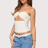 Textured Knit Strapless Cutout Top