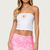 Luli Beaded Flower Tube Top