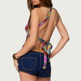 Ruelle Embroidered Asymmetric Knit Top