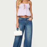 Avenly Striped Tie Front Babydoll Top