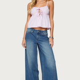 Avenly Striped Tie Front Babydoll Top