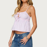 Avenly Striped Tie Front Babydoll Top