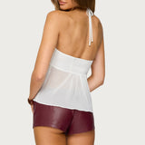 Sheer Chiffon Babydoll Halter Top