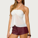 Sheer Chiffon Babydoll Halter Top