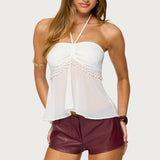 Sheer Chiffon Babydoll Halter Top