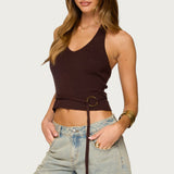 Kez Belted Knit Halter Top