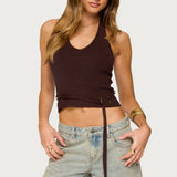 Kez Belted Knit Halter Top