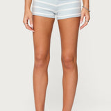 Lorenza Striped Fold Over Shorts