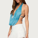 Seabound Cowl Neck Backless Halter Top