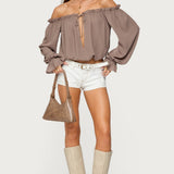 Juna Off Shoulder Ruffle Chiffon Top