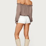 Juna Off Shoulder Ruffle Chiffon Top