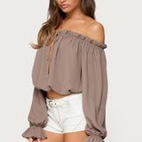 Juna Off Shoulder Ruffle Chiffon Top