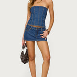 Camelia Strapless Denim Corset