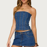 Camelia Strapless Denim Corset